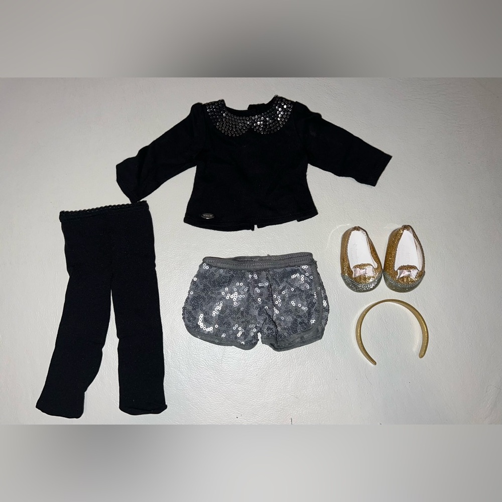 American Girl Black and Silver Dance Costume Set